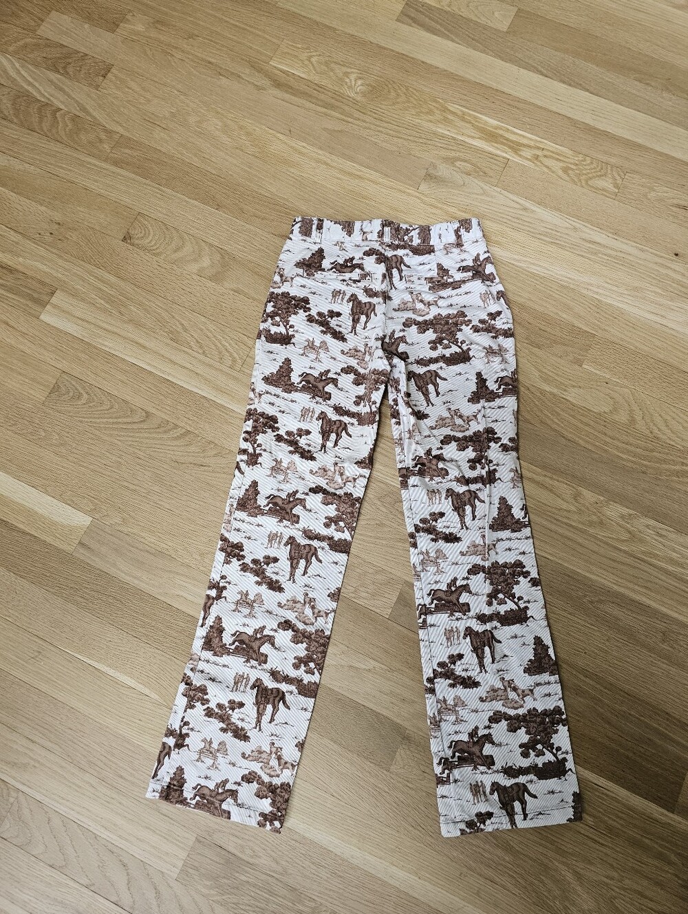 English Toile Western Equestrian Fox Hunting Crop Straight Leg Pants - Picture 8 of 9